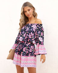 Kaycie Floral Off The Shoulder Romper Oshnow