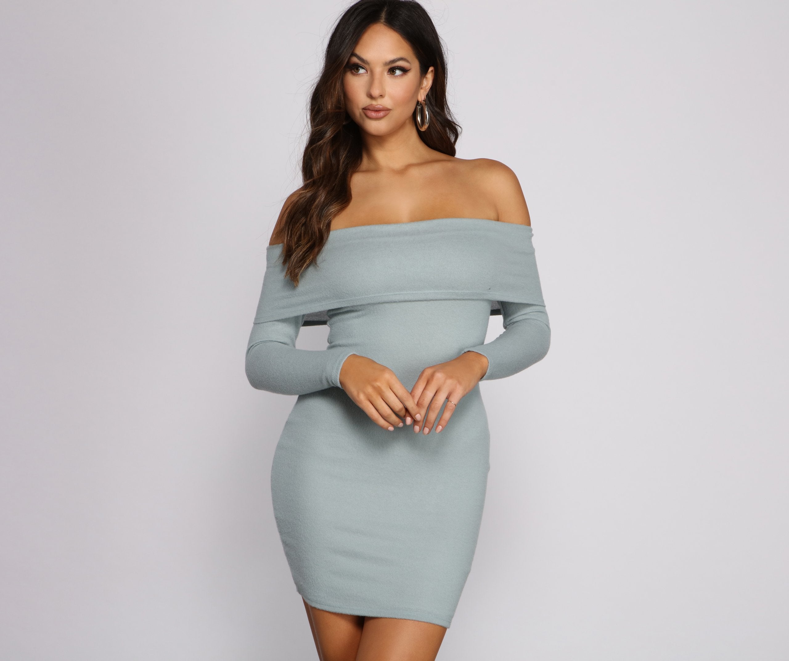 Keep It Chill Off The Shoulder Mini Dress Oshnow