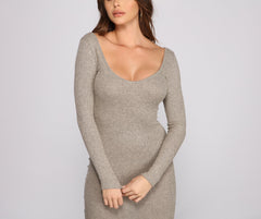 Keeping Knit Cute and Casual Ribbed Midi Dress Oshnow