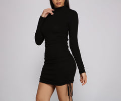 Keeping Knit Real Ruched Mini Dress 