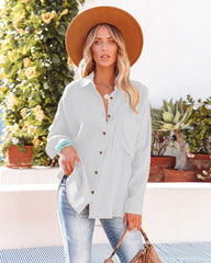 Kennedy Cotton Pocketed Button Down Tunic - Wheat Oshnow