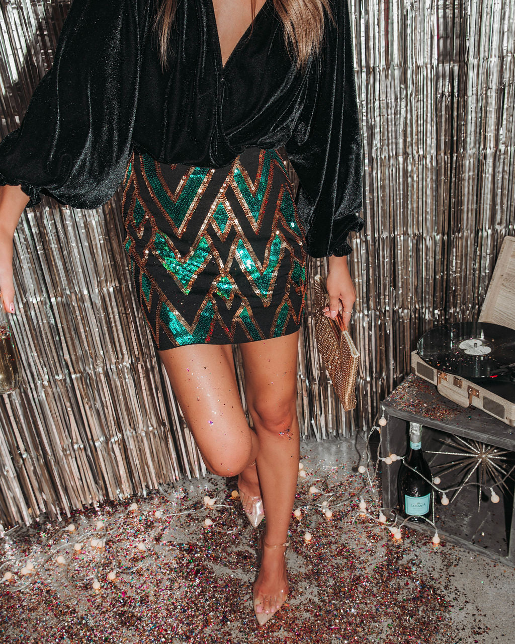 Kenzie Sequin Mini Skirt - Multi Oshnow