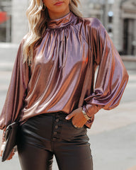 Kiarra Metallic Blouse - Rose Oshnow