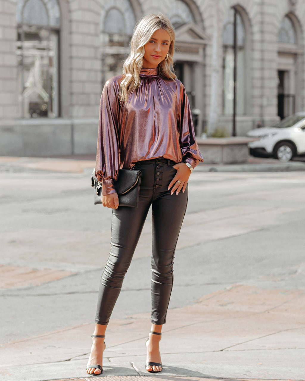 Kiarra Metallic Blouse - Rose Oshnow