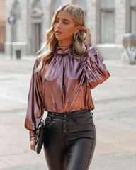 Kiarra Metallic Blouse - Rose Oshnow