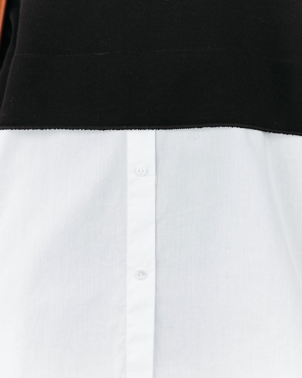 Kiersten Cotton Contrast Poplin Knit Top - Black Oshnow