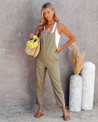 Kiko Pocketed Linen Blend Jumpsuit - Olive Oshnow