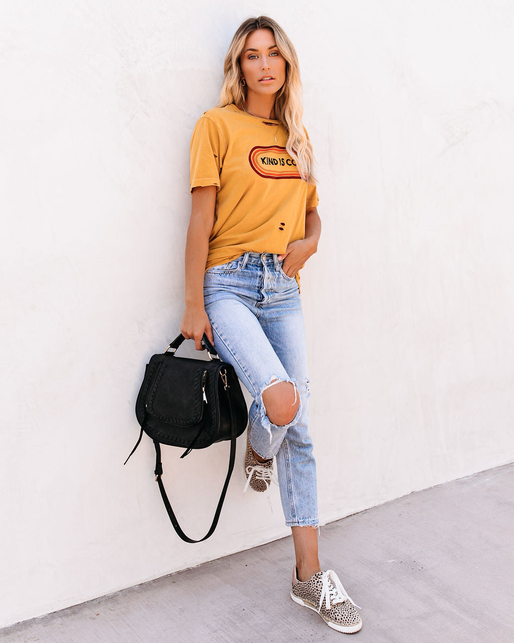 Kind Is Cool Distressed Cotton Tee Oshnow