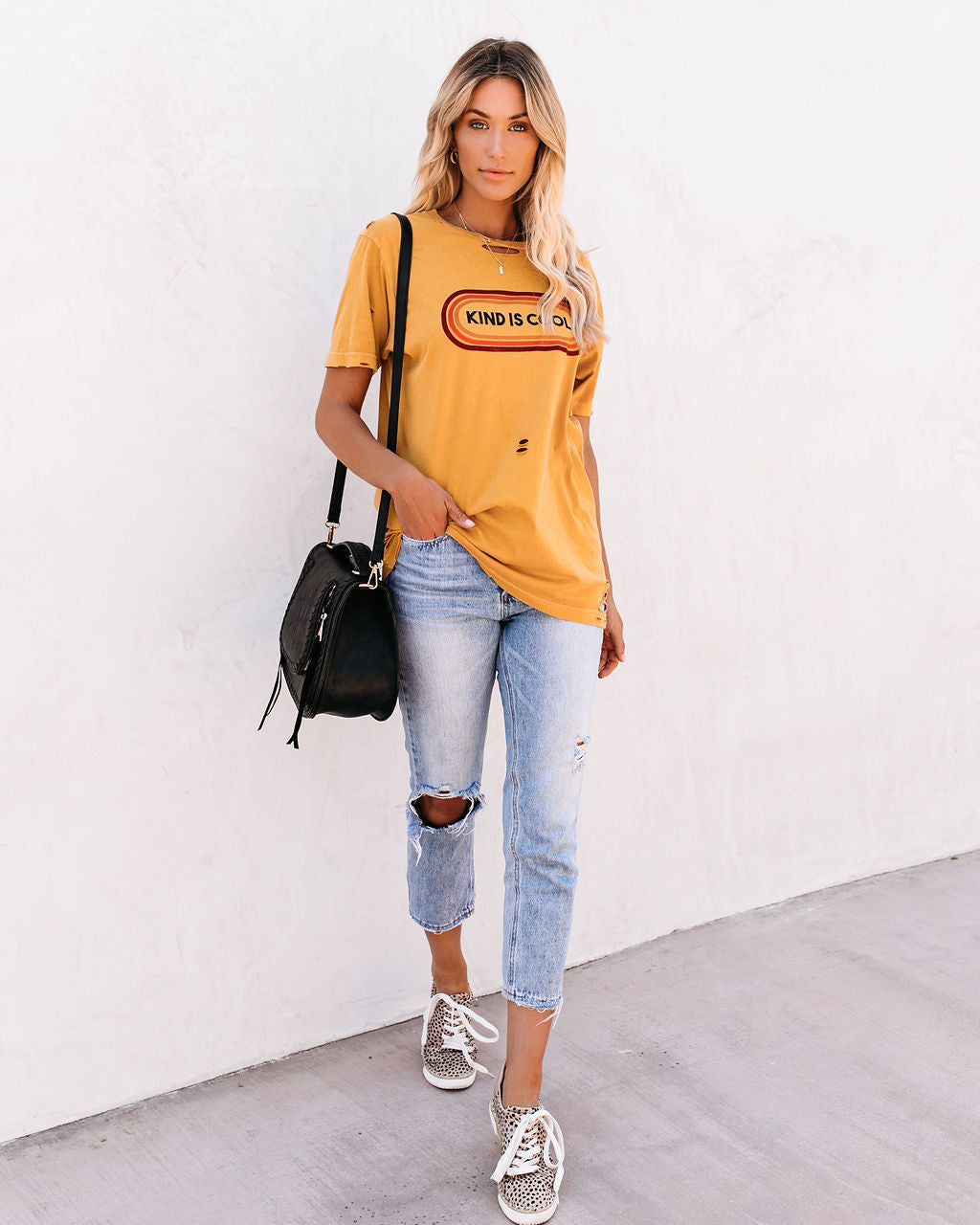 Kind Is Cool Distressed Cotton Tee Oshnow