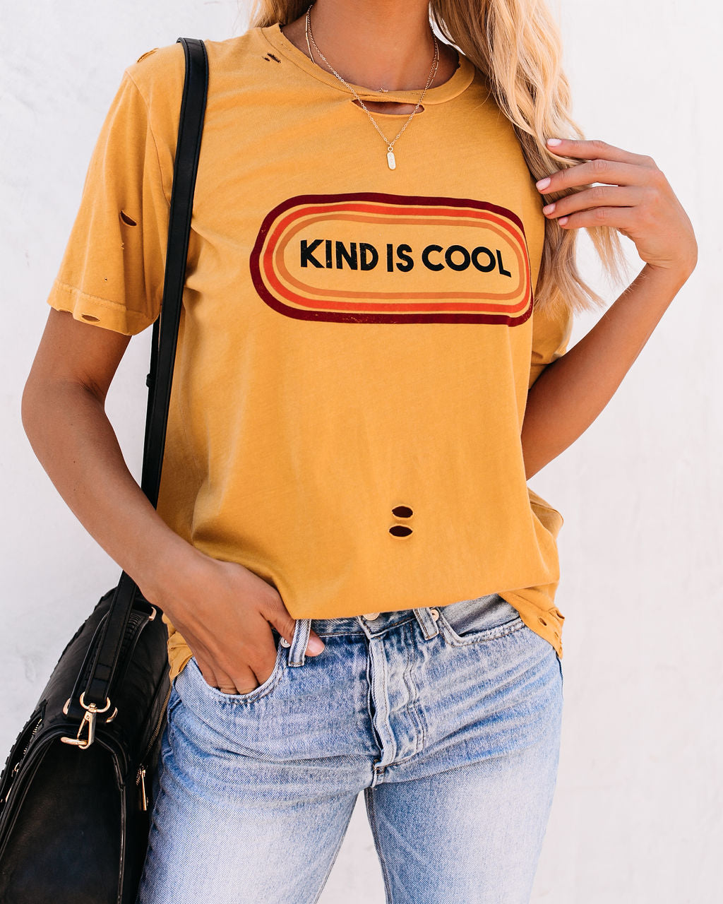 Kind Is Cool Distressed Cotton Tee Oshnow