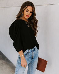 Kingston Statement Sleeve Top - Black Oshnow