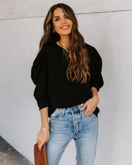 Kingston Statement Sleeve Top - Black Oshnow