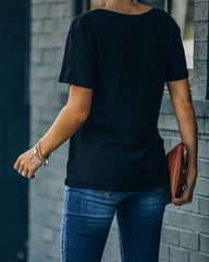 Kinsley V-Neck Pocket Tee - Black Oshnow