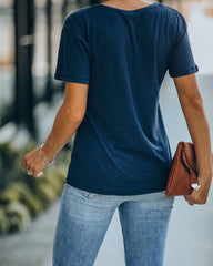 Kinsley V-Neck Pocket Tee - Uniform Blue Oshnow