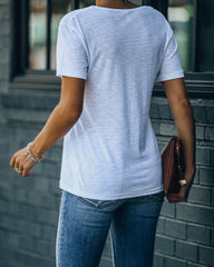 Kinsley V-Neck Pocket Tee - White Oshnow