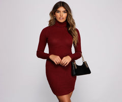 Knit Girl Turtleneck Mini Dress Oshnow