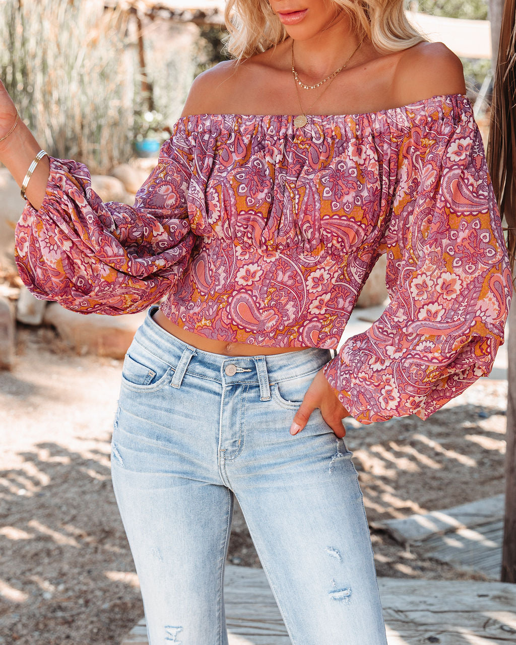 Knox Paisley Off The Shoulder Blouse Oshnow