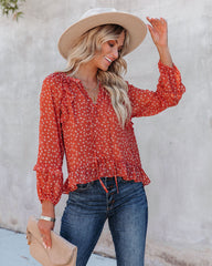 Krishan Floral Ruffle Button Down Blouse Oshnow