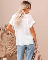 Krissy Cotton Woven Button Down Top - White Oshnow