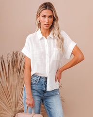 Krissy Cotton Woven Button Down Top - White Oshnow