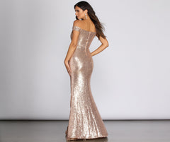 Kristy Sequin Off The Shoulder Formal Dress Oshnow