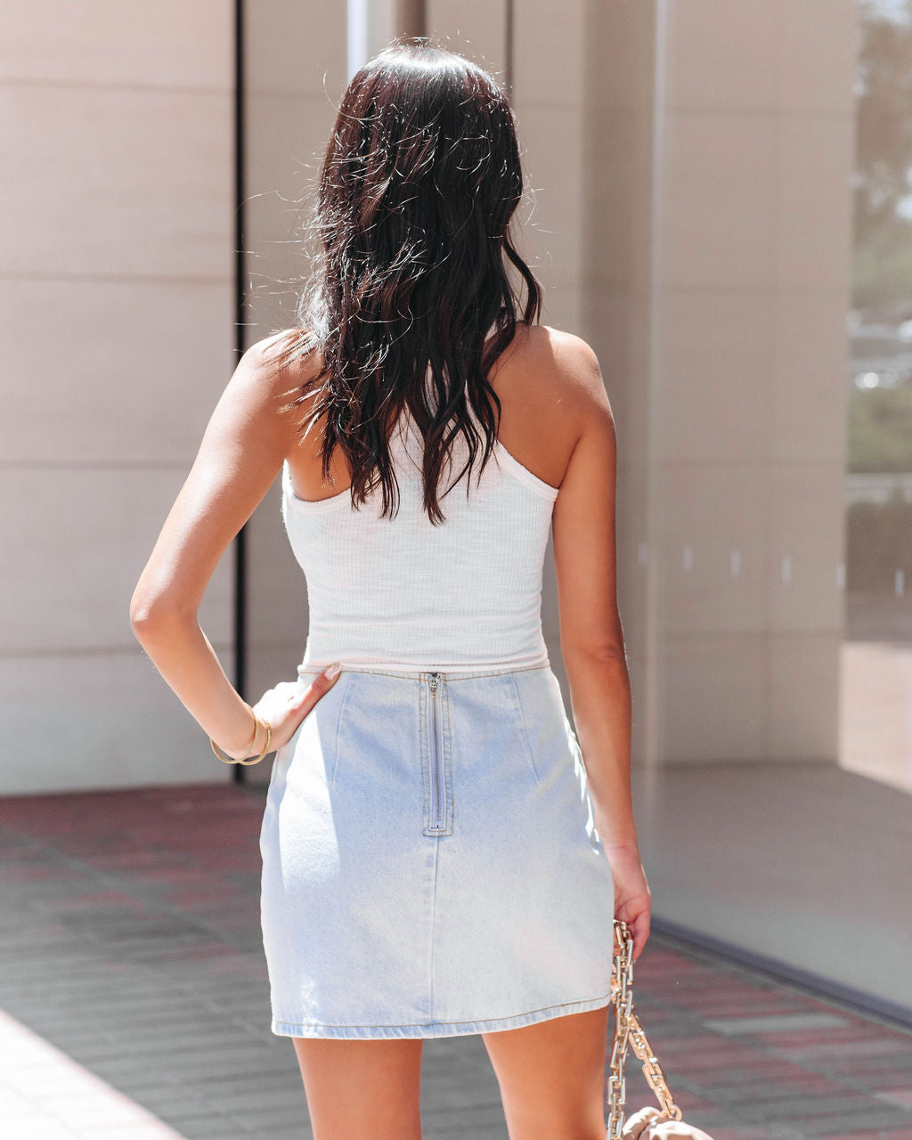 Krusi Pocketed Denim Mini Skirt Oshnow