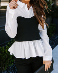 Kyrie Contrast Button Down Knit Bustier Top Oshnow