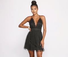 Lace Allure Mesh Skater Dress Oshnow