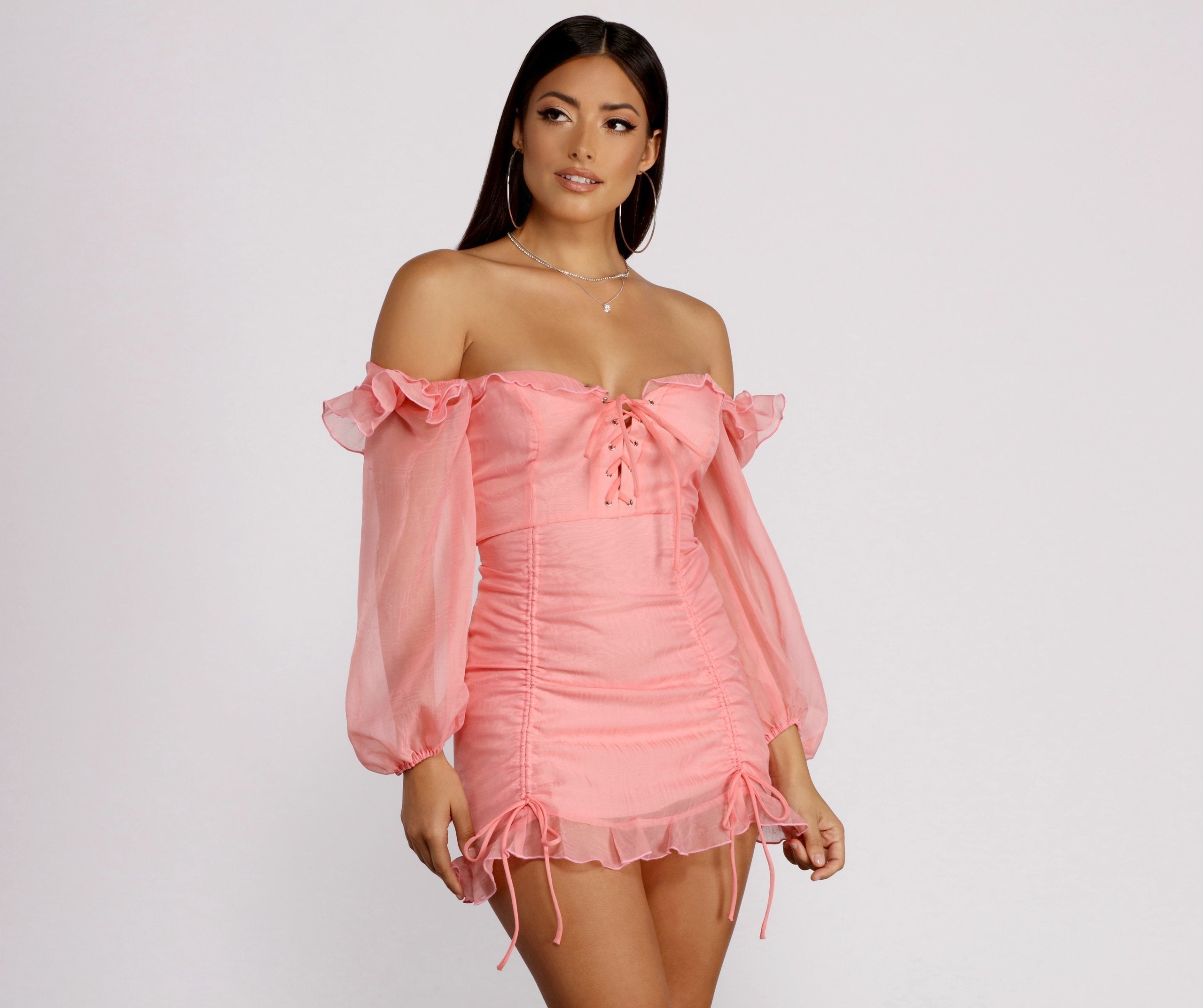 Lace Be Real Organza Sleeve Mini Dress Oshnow