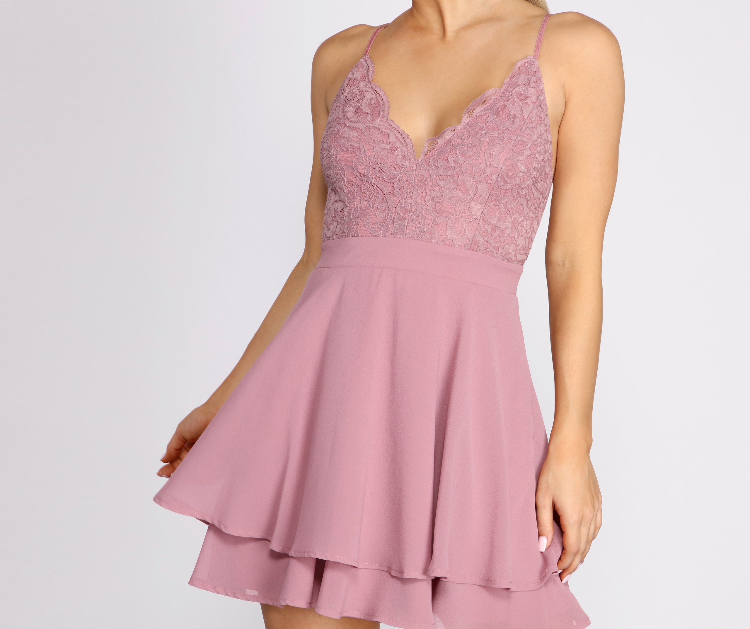 Lady In Lace Double Layer Skater Dress Oshnow
