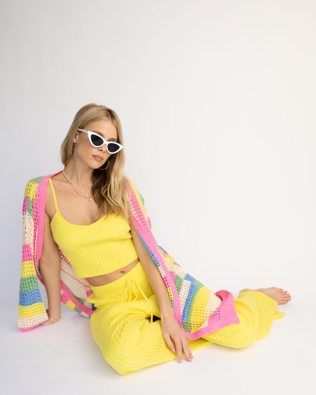 Laid Back Luxe Ribbed Drawstring Pants - Yellow