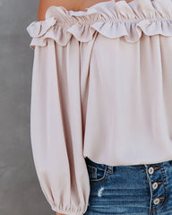 Lalette Off The Shoulder Ruffle Blouse - Ecru Oshnow