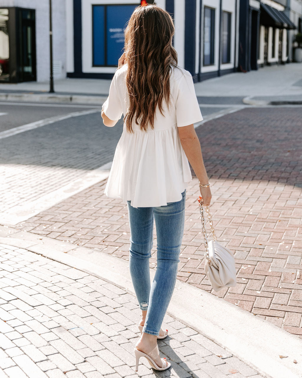 Lanora Short Sleeve High Low Knit Top - White Oshnow