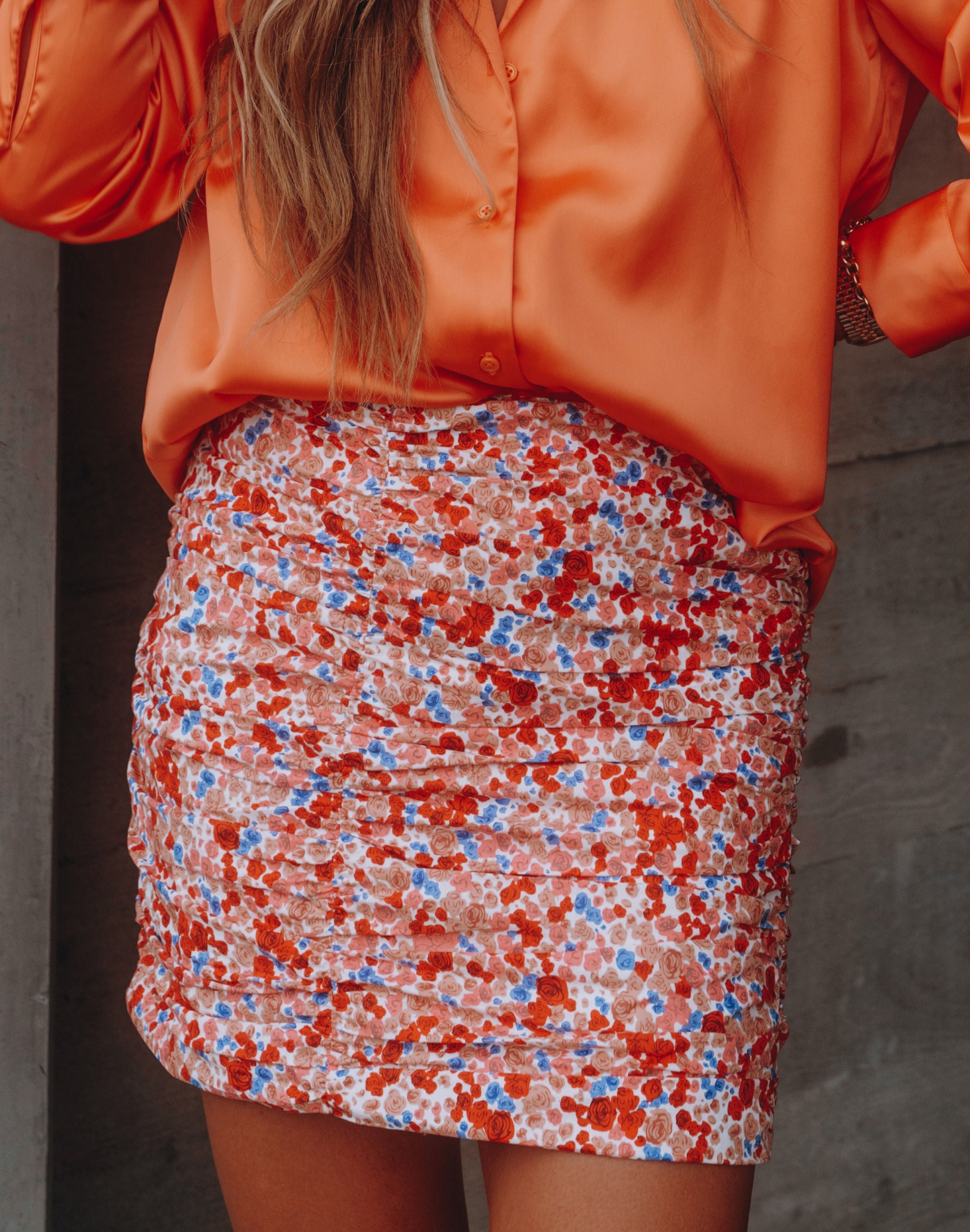 Billie Cotton Floral Ruched Mini Skirt