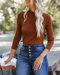 Layer It Mock Neck Knit Top - Moss Brown Oshnow