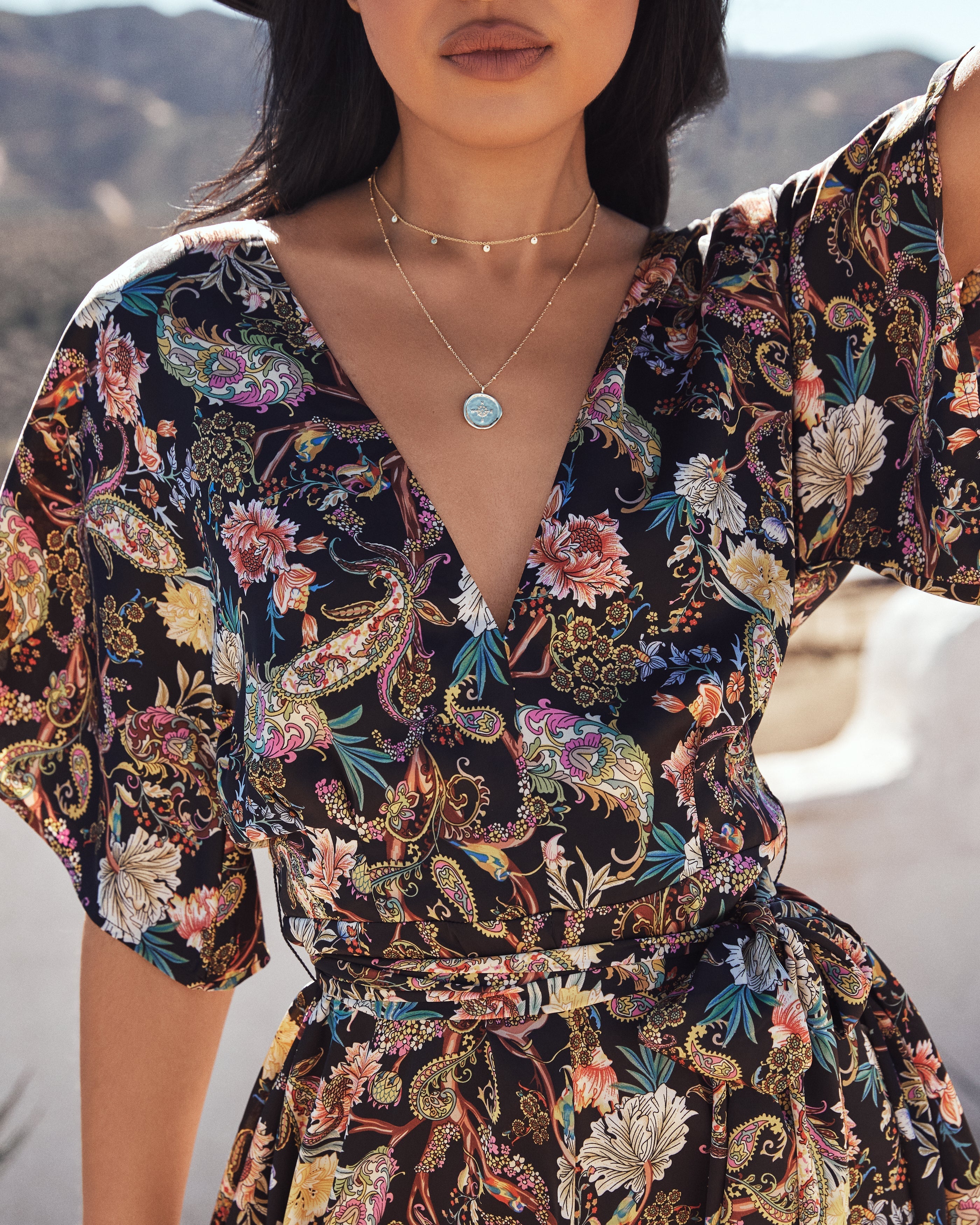 Leeds Floral Satin Tie Romper Oshnow