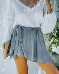 Leelee Woven Tie Skort - Charcoal Oshnow