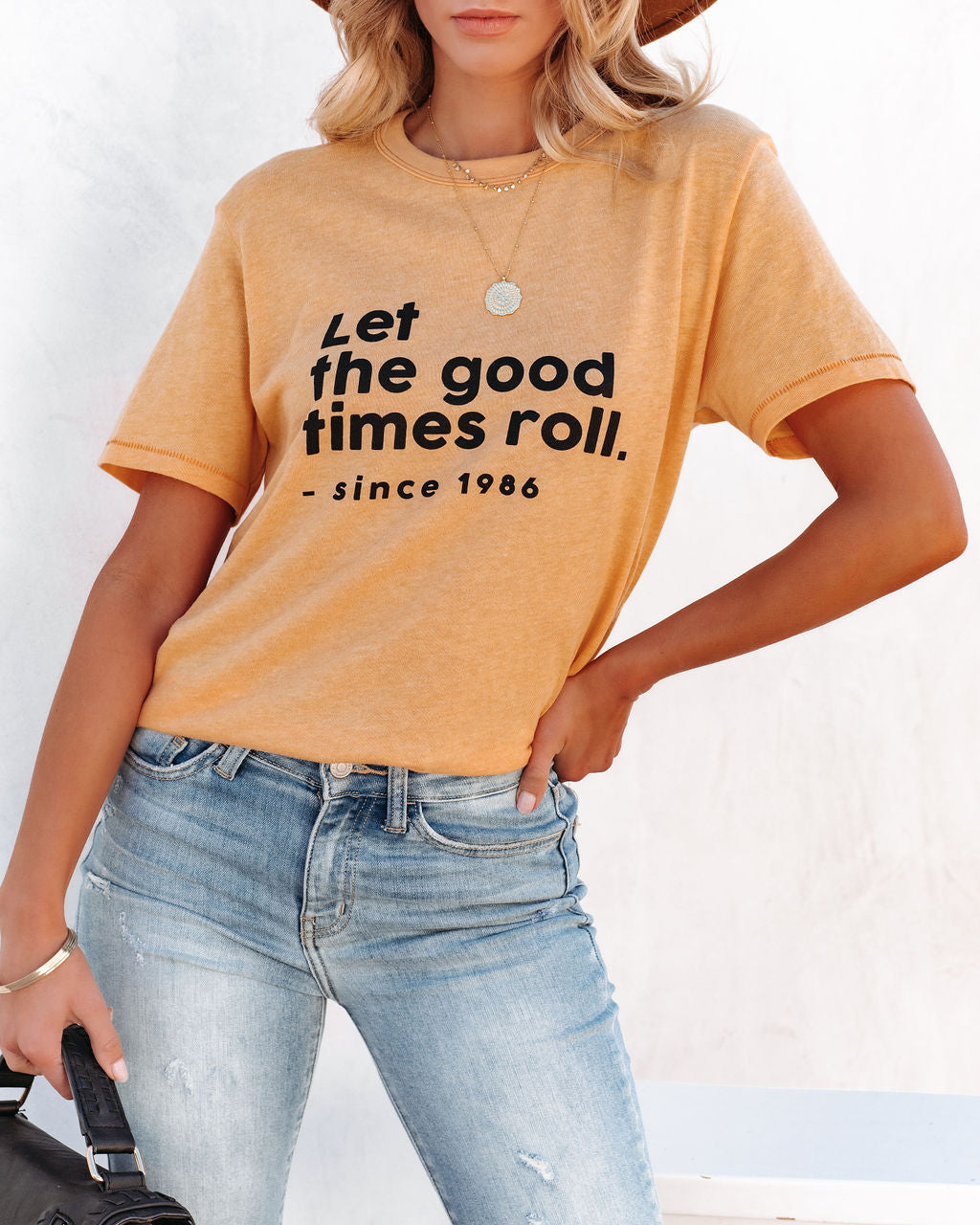 Let The Good Times Roll Cotton Blend Tee Oshnow