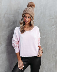 Let's Unwind Cotton Blend Crop Sweatshirt - Blush