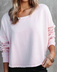 Kurzes Sweatshirt „Let's Unwind“ aus Baumwollmischung - Blush 