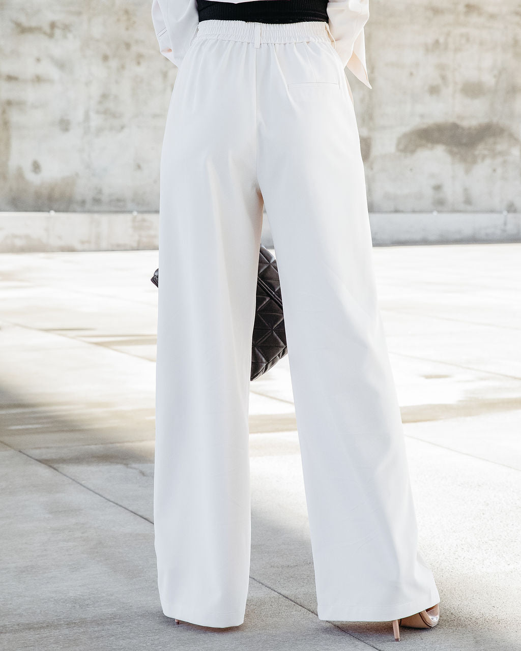 Level Up Pocketed Wide Leg Pants - Ivory Oshnow
