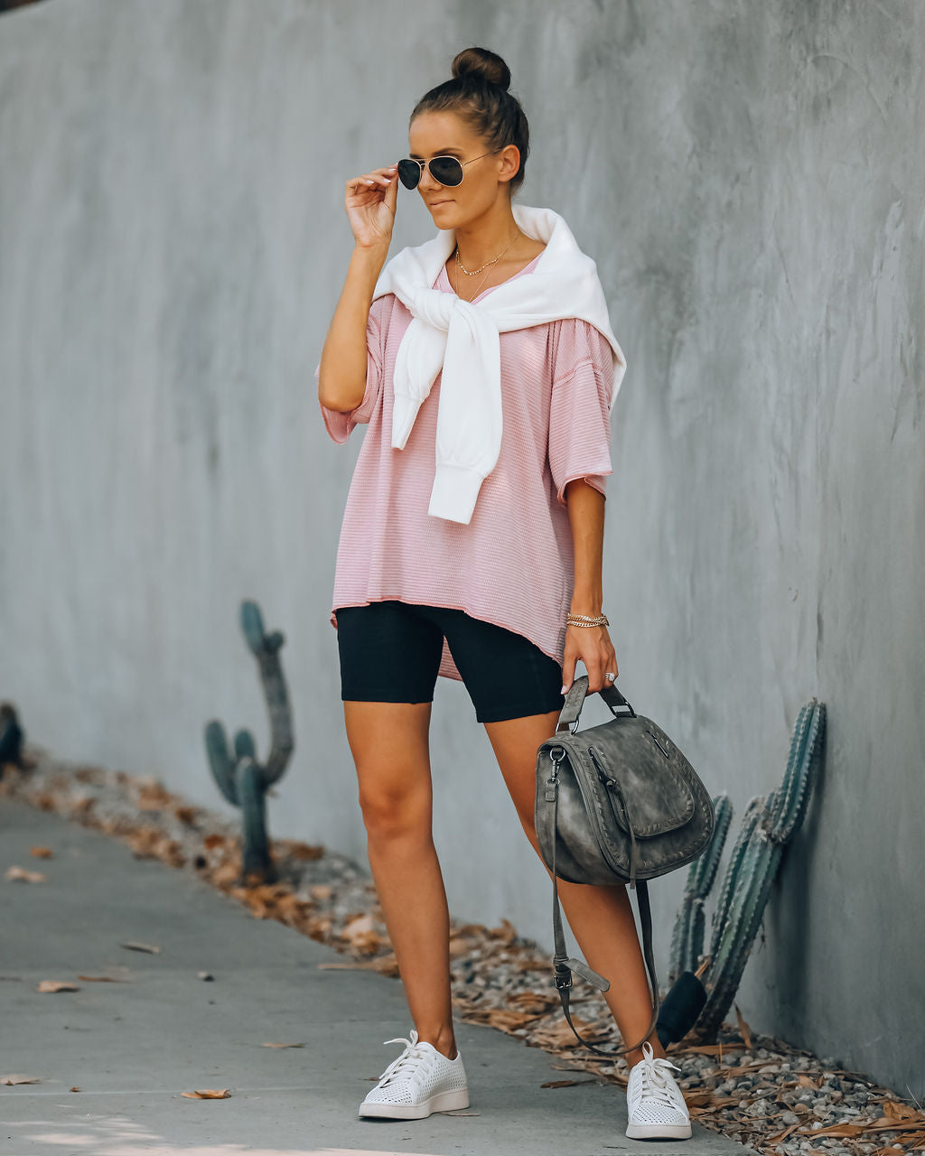 Lewie Unfinished Thermal Tee - Blush Oshnow