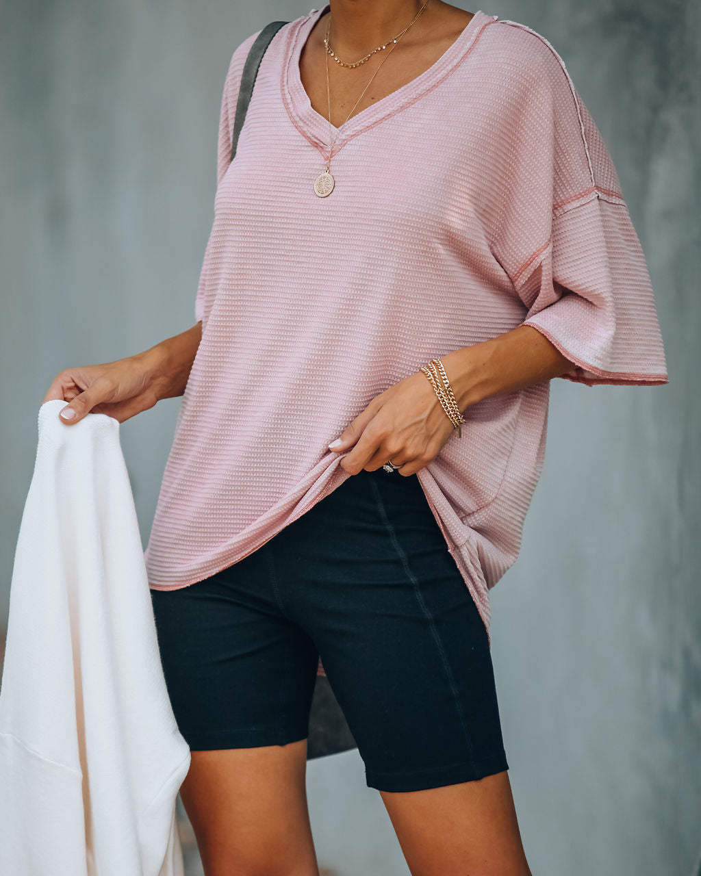 Lewie Unfinished Thermal Tee - Blush Oshnow