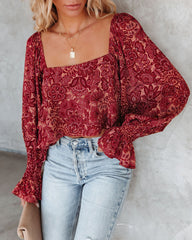 Lilliana Printed Crop Blouse Oshnow