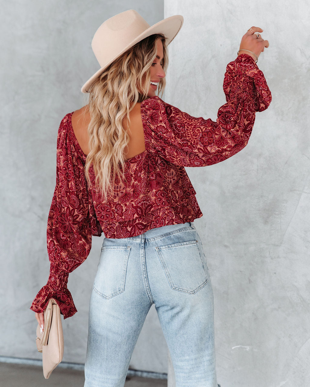 Lilliana Printed Crop Blouse Oshnow