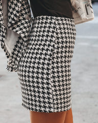 Lincoln Houndstooth Tweed Mini Skirt Oshnow