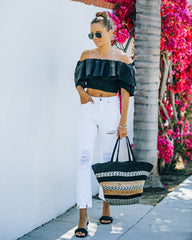 Linda Smocked Off The Shoulder Top - Black Oshnow