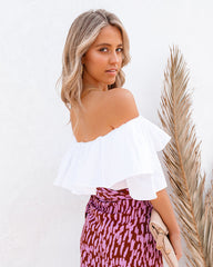 Linda Smocked Off The Shoulder Top - White Oshnow