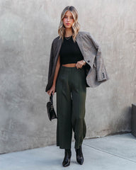 Linda Wide Leg Cropped Pants - Olive Oshnow