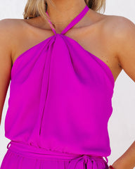 Liora Pocketed Halter Romper - Orchid - SALE Oshnow